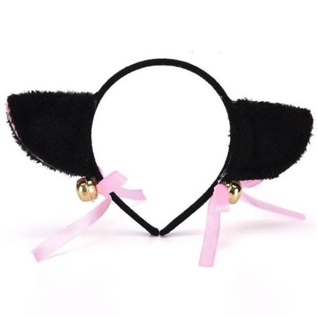 Kawaii Neko Fuzzy Furry Cat Ears Headband With Bows and Bells Hair Accessory Josie And The Pussycats Kinky Furry
