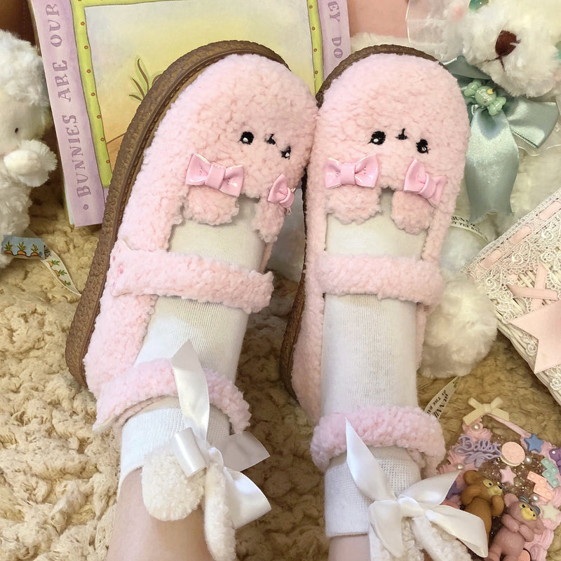 Fuzzy Bear Mary Janes - Pink / 7 - bear shoes, feetwear, footwear, furry fuzzy shoe