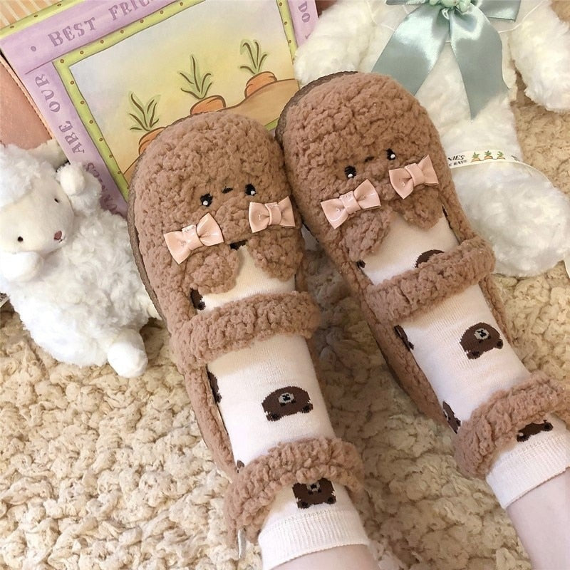 Fuzzy Bear Mary Janes - bear shoes, feetwear, footwear, furry fuzzy shoe