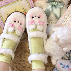 Fuzzy Bear Mary Janes - White / 7 - bear shoes, feetwear, footwear, furry fuzzy shoe