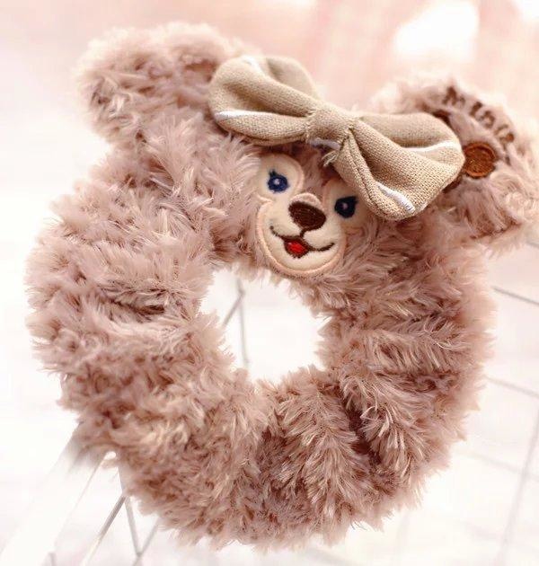 Brown Duffy Bear Scrunchy Hair Elastic Accessory Kawaii Fuzzy Soft