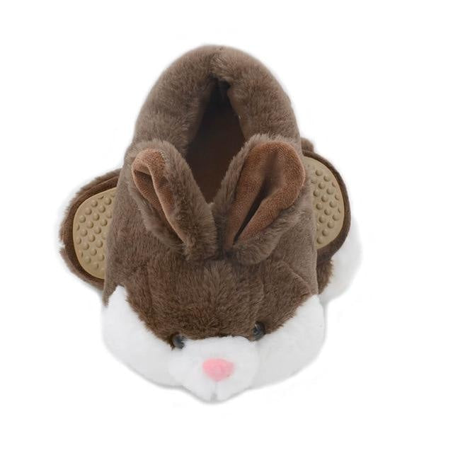 Fuzzy Bunny Slippers - Brown Bunny / 6 - Shoes