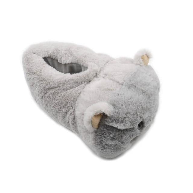 Fuzzy Bunny Slippers - Grey Cat / 5 - Shoes