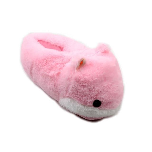 Fuzzy Bunny Slippers - Pink Hamster / 5 - Shoes