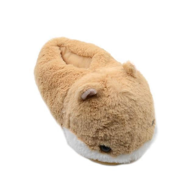 Fuzzy Bunny Slippers - Tan Hamster / 5 - Shoes