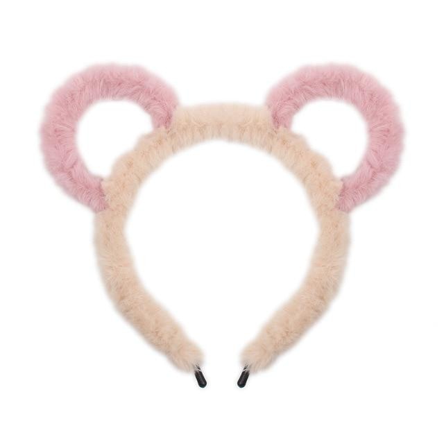 Fuzzy Ear Headbands - Peach/Pink Bear Ears - hair accessory