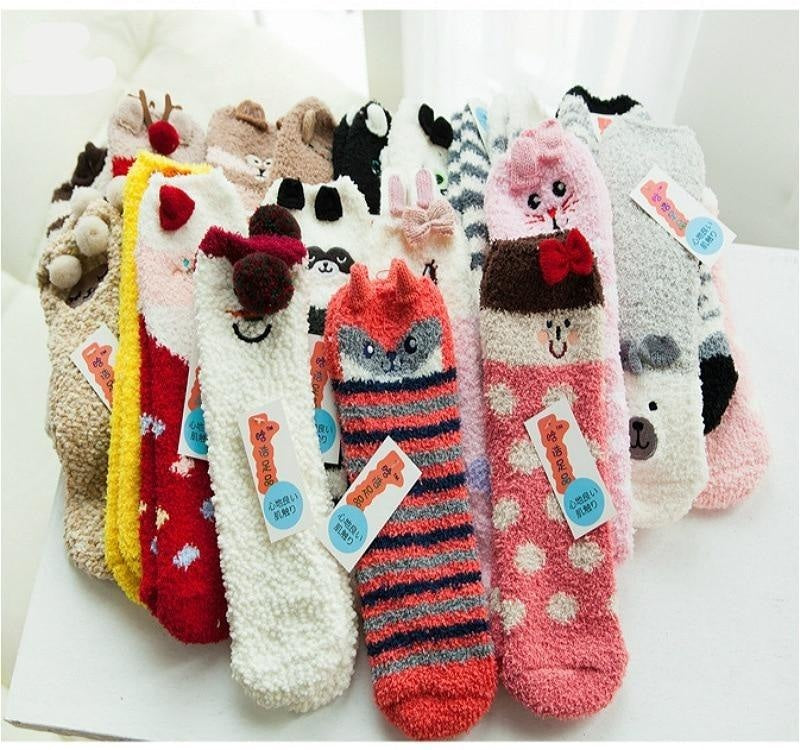Fuzzy Holiday Animal Socks - abdl, adult babies, baby, baby diaper lover, age play