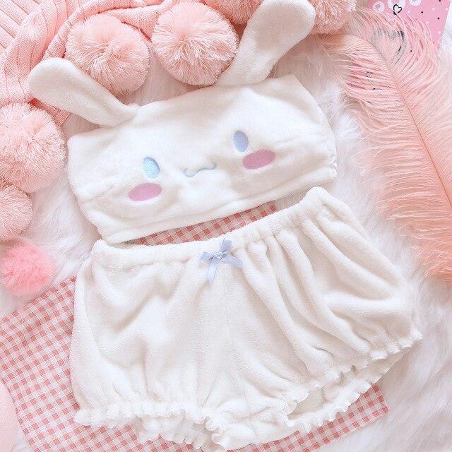 Fuzzy Melody Lingerie Set - White / L - underwear
