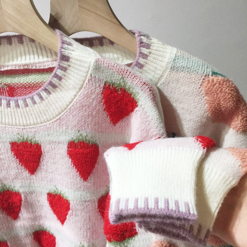 Fuzzy Peaches Floofy Sweater - baby girl, crewneck sweater, fruit, furry, fuz