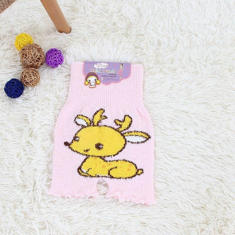 Fuzzy Stretchy Shorts - Pink Deer - animal shorts, baby animals, bottoms, cartoons, cashmere