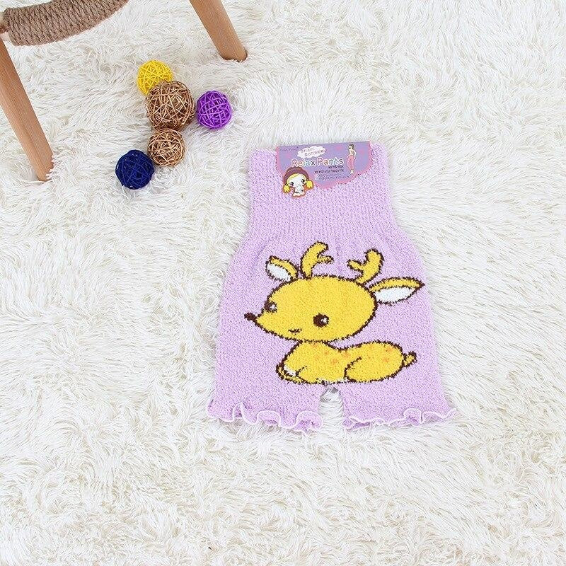 Fuzzy Stretchy Shorts - Purple Giraffe - animal shorts, baby animals, bottoms, cartoons, cashmere