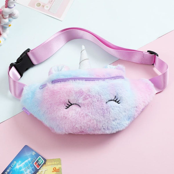 Fuzzy Unicorn Fanny Packs - purse