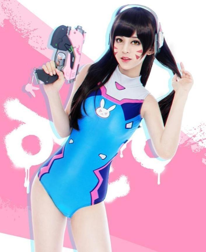DVA Overwatch Cosplay Swimsuit Swimmer Monokini Adult Onesie Anime Gamer Girl by DDLG Playground