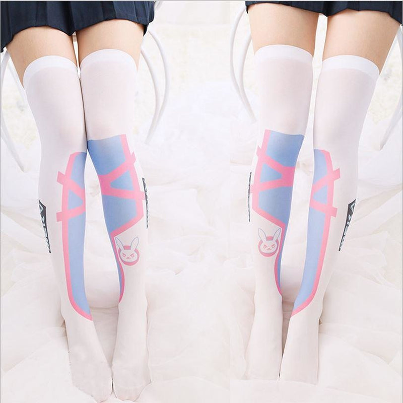 Bear Pink/White Striped Kawaii Thigh High Socks – DDLG World