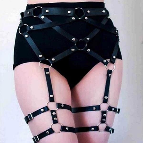 Black Gothic Garter Harness Lingerie Set DDLG Playground Black Gothic Garter Harness Lingerie Set DDLG Playground