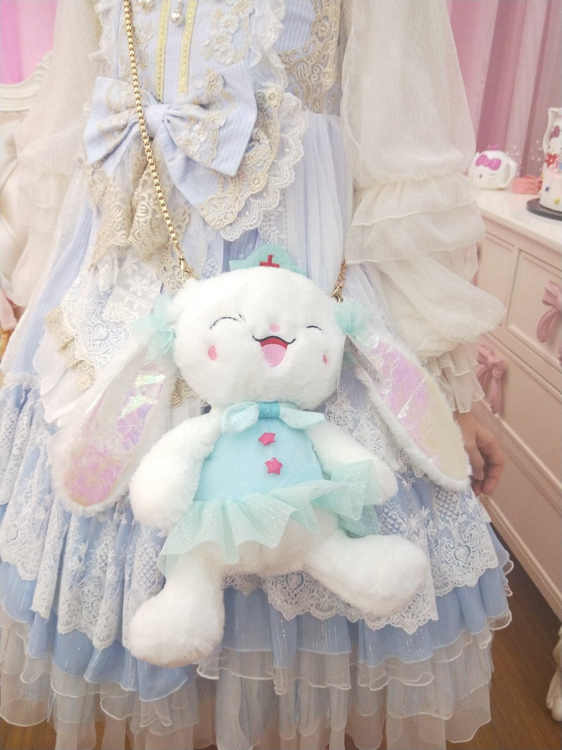 Giggling Baby Bun Purse - Blue Nurse Bunny - bags,fairy kei,fairy keis,handbags,kawaii