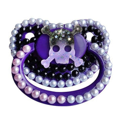 Glitter Bat Deco Pacifier - Purple Skull - abdl, adult babies, baby, binkie, binkies