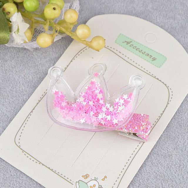 Glitter Confetti Clippies - Crown Fuschia - hair clips