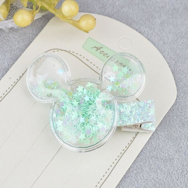 Glitter Confetti Clippies - Mouse Green - hair clips