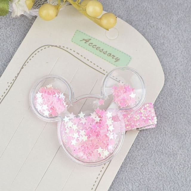 Glitter Confetti Clippies - Mouse Pink - hair clips