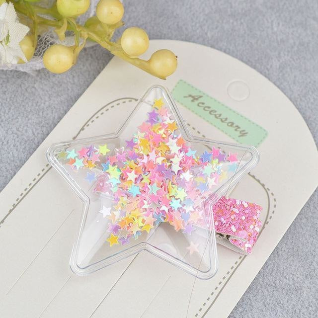 Glitter Confetti Clippies - Star Rainbow - hair clips