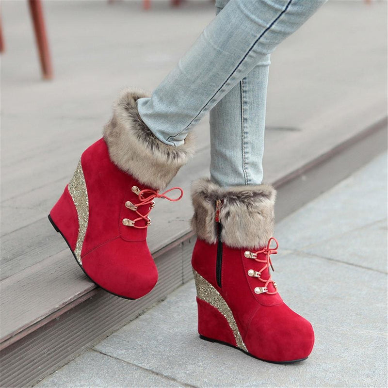 Glitter Wedge Booties - Shoes