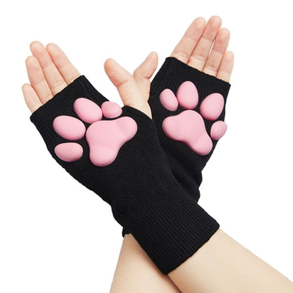 3D Paw Pad Gloves - Black Short - gloves, mittens, paw, paw pad, prints