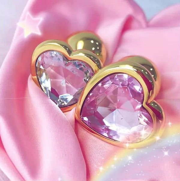 Golden Heart Butt Plugs Gold Rhinestone Jewel DDLG Playground Golden Heart Butt Plugs Gold Rhinestone Jewel DDLG Playground