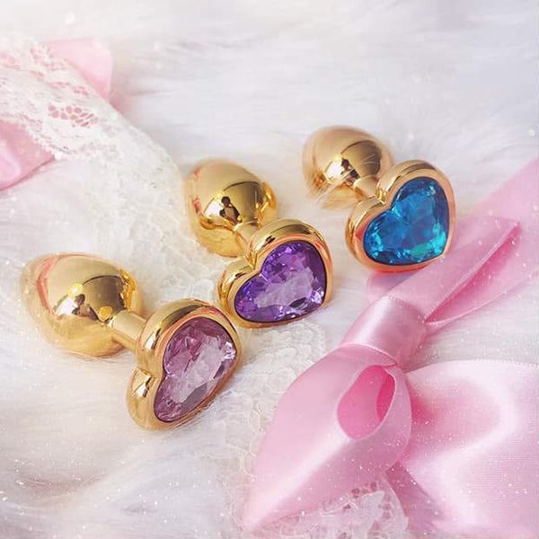 Golden Heart Butt Plugs Gold Rhinestone Jewel DDLG Playground Golden Heart Butt Plugs Gold Rhinestone Jewel DDLG Playground