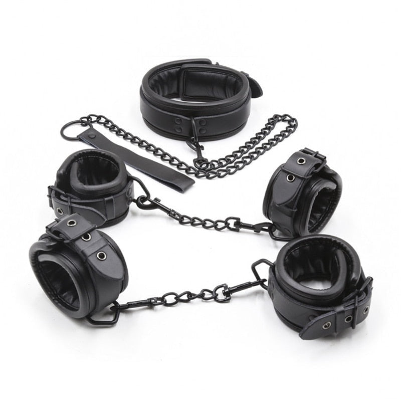 Top Grade Black Leash & Cuff Set - cat collar, collar and leash, collared, collares, collars
