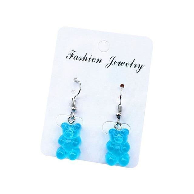 Gummy Bear Earrings - Blue Dangle Earrings - earrings