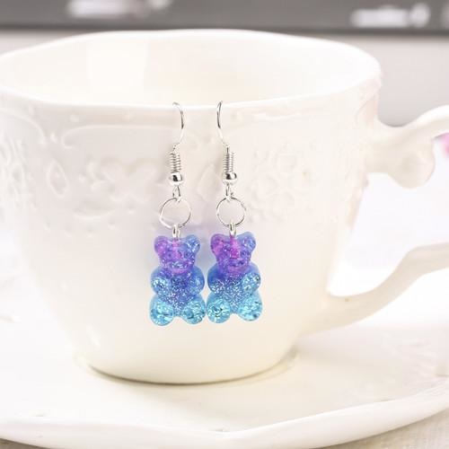 Gummy Bear Earrings - Blue & Purple Glitter - earrings