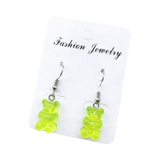 Gummy Bear Earrings - Green Dangle Earrings - earrings