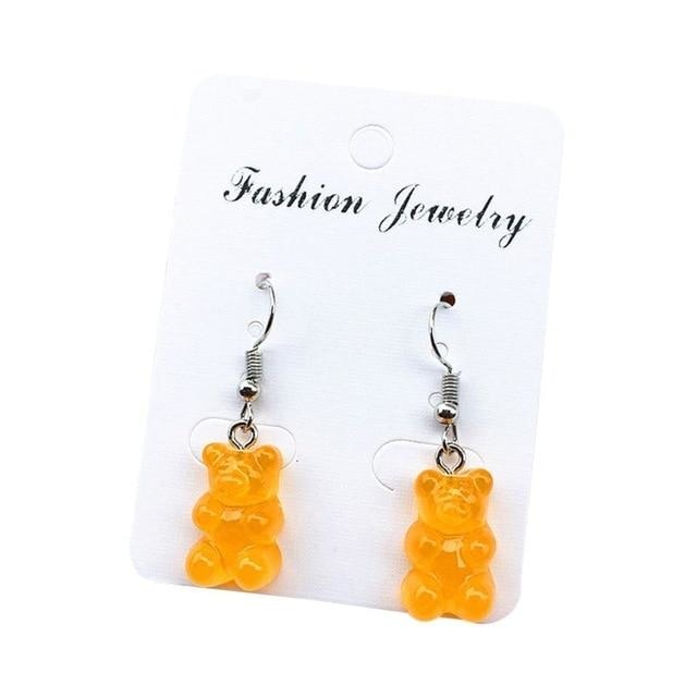 Gummy Bear Earrings - Orange Dangle Earrings - earrings