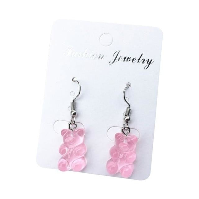 Gummy Bear Earrings - Pink Dangle Earrings - earrings