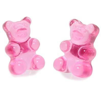 Pink Kawaii Gummy Bear Candy Stud Earrings Cute Jelly Resin 