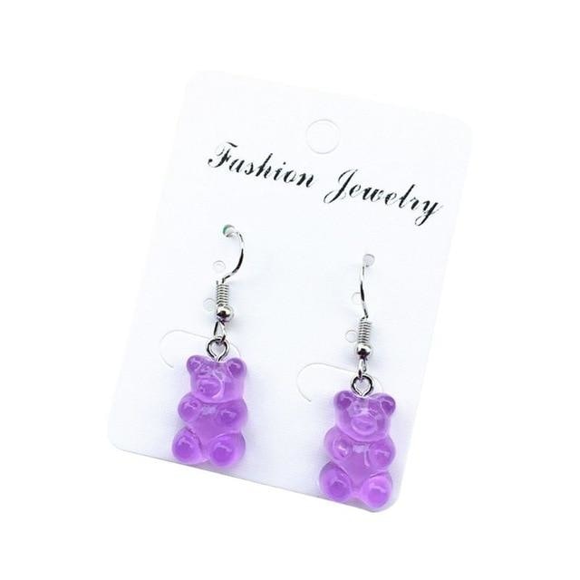 Gummy Bear Earrings - Purple Dangle Earrings - earrings