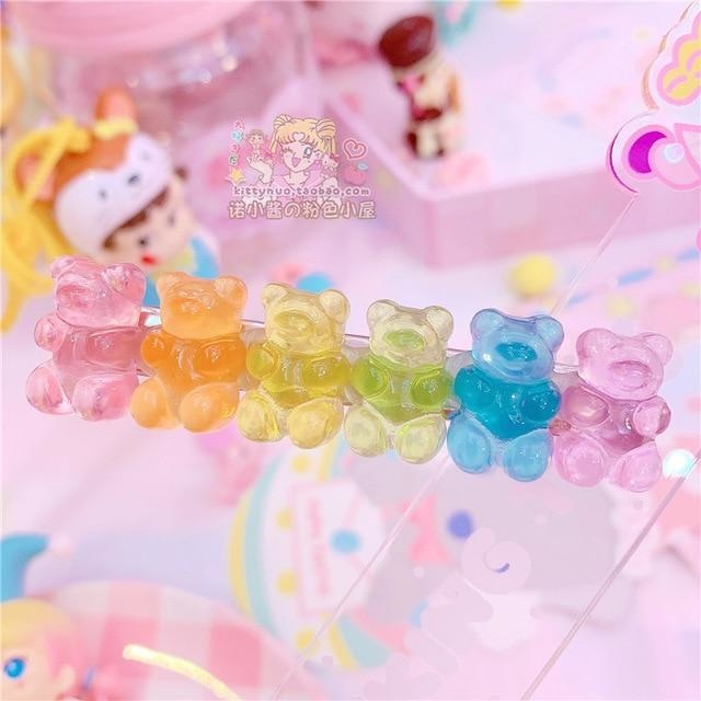 Gummy Bear Hair Clippies - Darker Rainbow - accessories