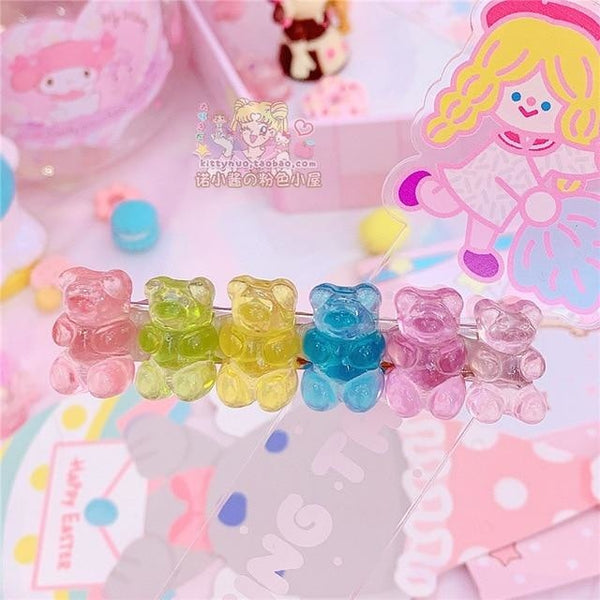 Gummy Bear Hair Clippies - Light Rainbow - accessories