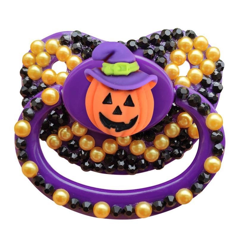 Halloween Deco Pacifiers (8 Styles) - Jack O Lantern Hat - binkie, binkies, binky, creepy, cute