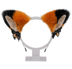 Halloween Neko Ears - black orange, cage bra, ears, fox ear accessories, hair accessories