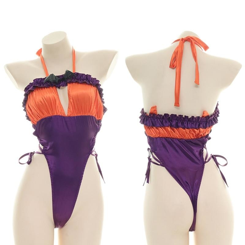 Halloween Ruffled Bodysuit Swimsuit Onesie Bat Gothic Kawaii DDLG Playground Halloween Ruffled Bodysuit Swimsuit Onesie Bat Gothic Kawaii DDLG Playground