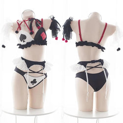 Harley Quinn Joker Lingerie Cosplay Costume Set Poker Cards 