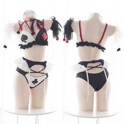 Harley Quinn Joker Lingerie Cosplay Costume Set Poker Cards 