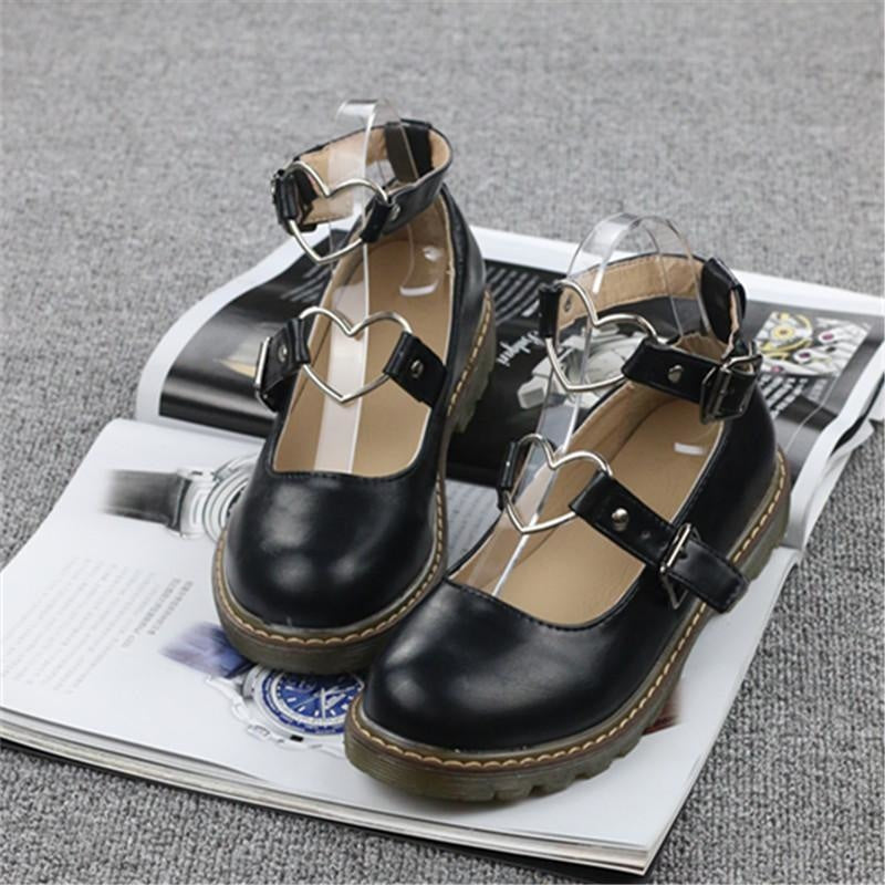 Heart Buckle Wedge Shoes - Shoes