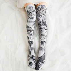 Hentai Manga Anime Stockings Thigh Highs Otaku Cosplay Black and White 