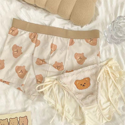His & Hers Teddy Undies - Beige Fur Bear / Women M- Men L - boys, lingerie set, sets, mens, panties