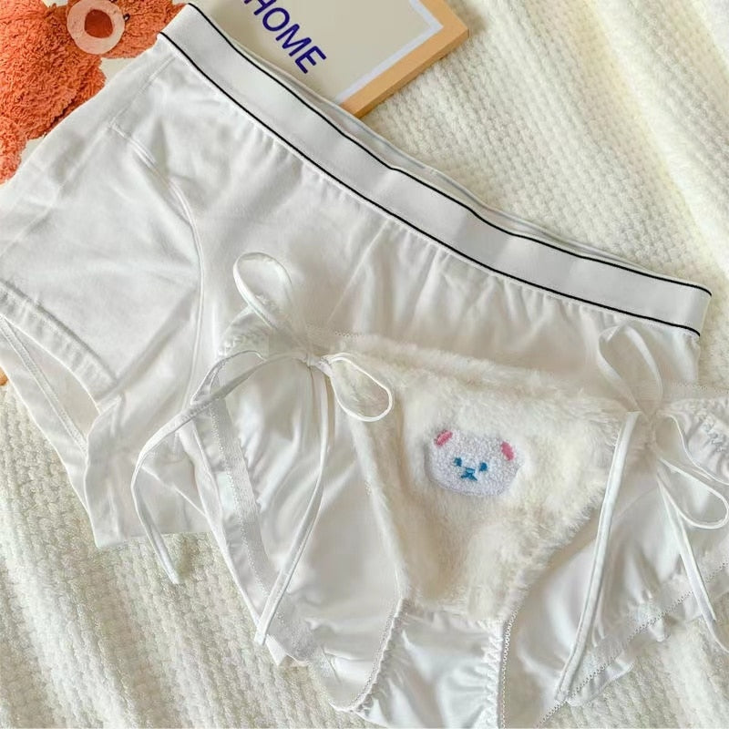 His & Hers Teddy Undies - White Plain Bear / Women M- Men L - boys, lingerie set, sets, mens, panties