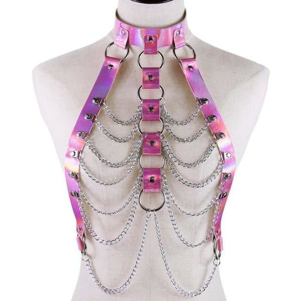 Holographic Chain Body Chest Harness Gothic Shiny – DDLG Playground