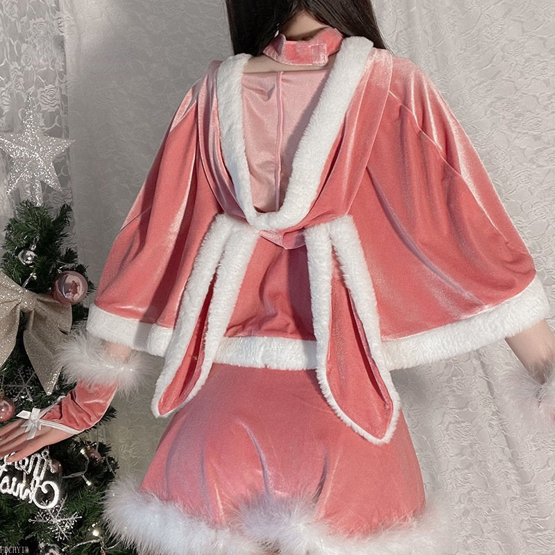 Hooded Pink Christmas Bunny Set – DDLG Playground